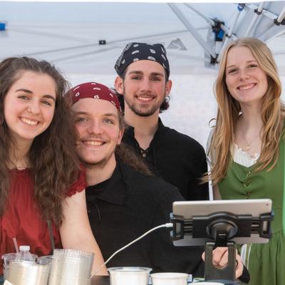 People posing for a photo.