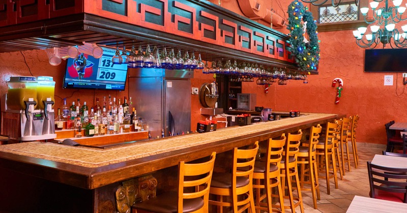 Interior, bar and bar stools