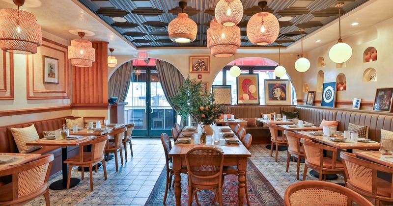 Inside, cozy seating area