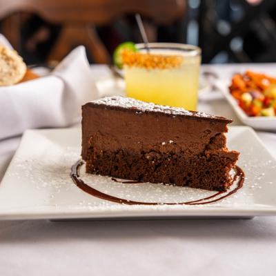 Slice of chocolate cake.