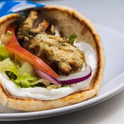 Chicken souvlaki pita.
