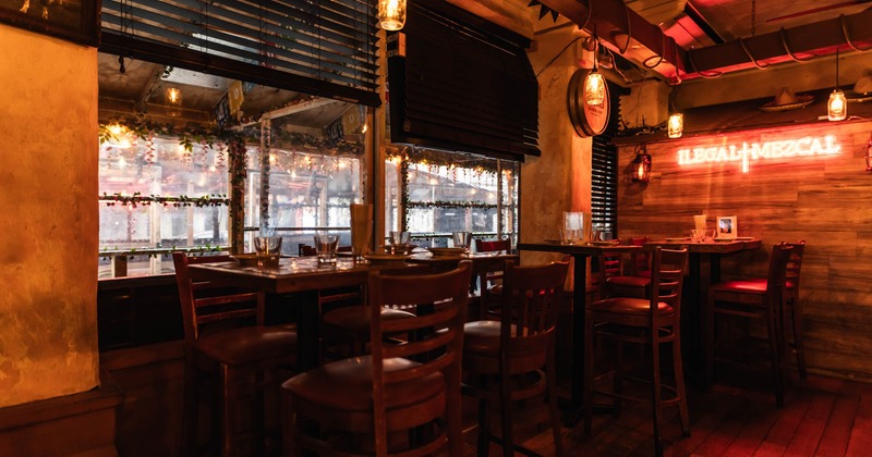 Interior, seating area, top tables and chairs