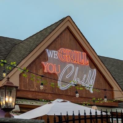 The restaurant's sign above the entrance.