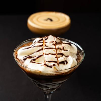 Chocolate Martini with whipped cream.
