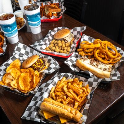 Assorted dishes on a table.
