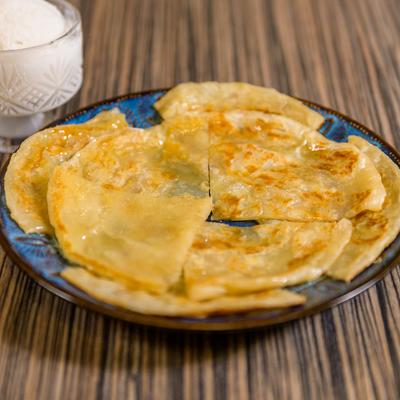 Roti flatbread, with ice cream.