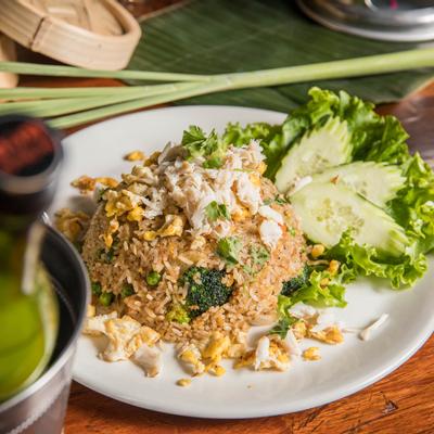 Rice and mixed salad