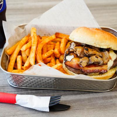 American burger and fries.