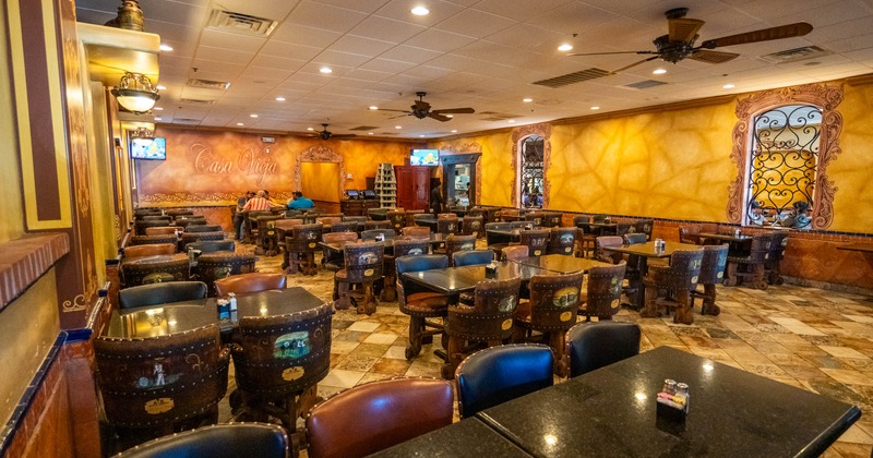 Interior, tables ready for guests