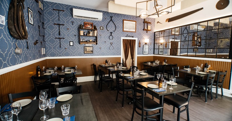 Interior, dining area with a wall decorations