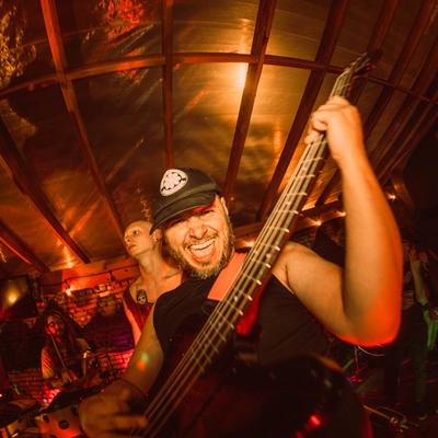 A bassist during a gig