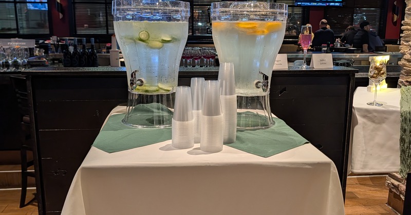 Interior, seating area with booths and tables