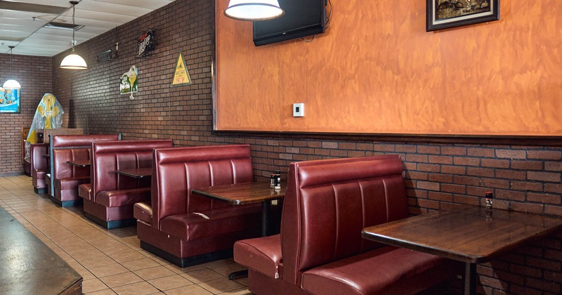 Interior, dining booths