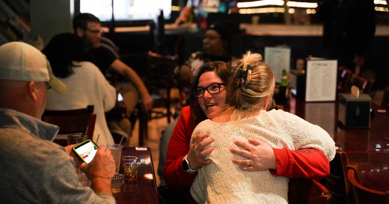 Interior, party, girls having fun, hugging