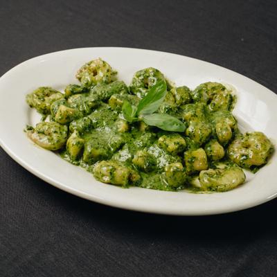 Gnocchi Pesto & Shrimp.