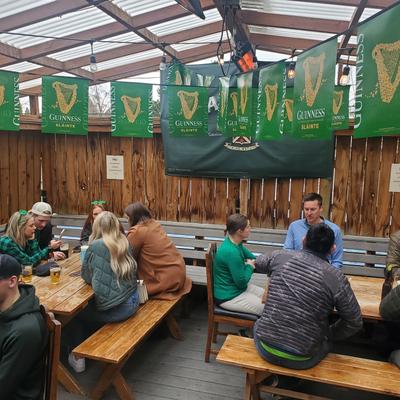 Guests sitting at tables.