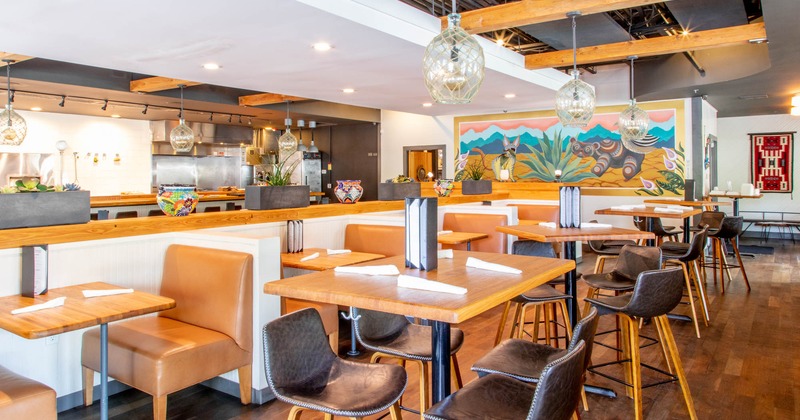 Interior, dining tables and seating