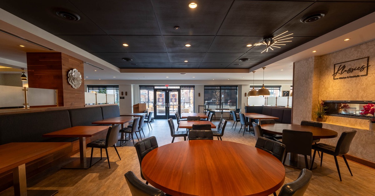 Interior, dining area, tables and chairs