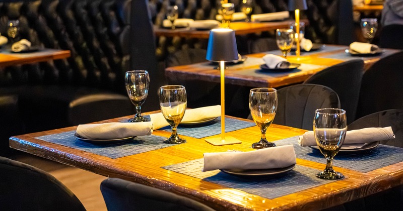 Restaurant interior with set tables