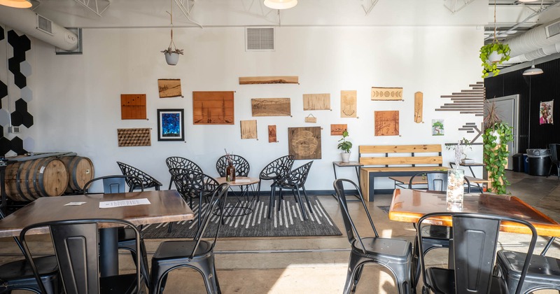 Interior, tables and chairs, wall decorations