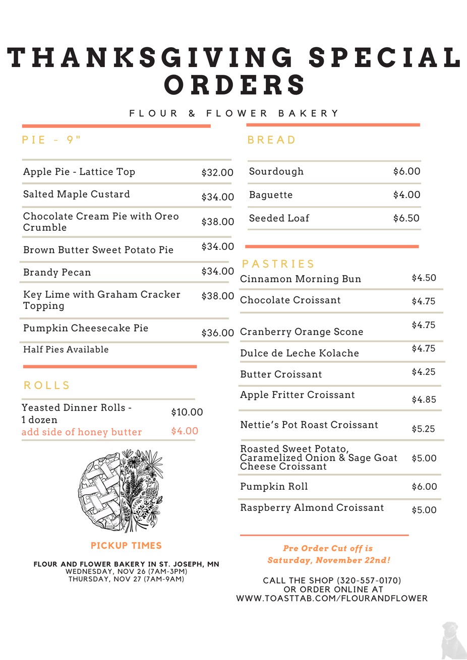 Flour & Flower Thanksgiving Orders! event photo