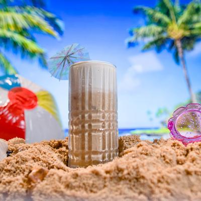 A drink on display outside.