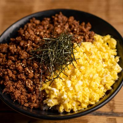 Soboro Bowl, with ground pork and scrambled eggs