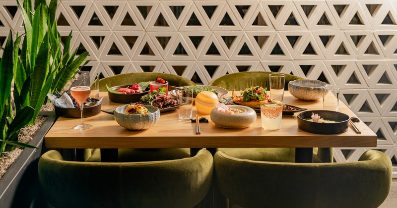 Interior, vibrant dining area