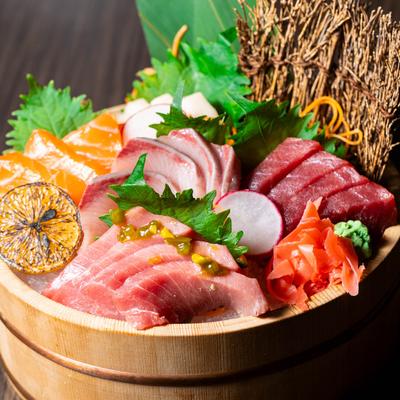 Assorted sashimi dinner plate.