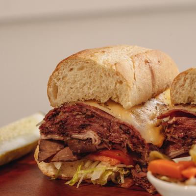 Cut triple decker sandwiches.