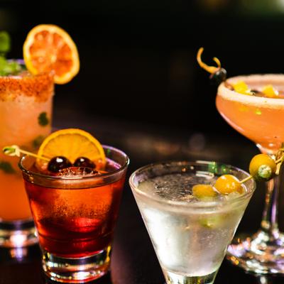 Assortment of cocktails.