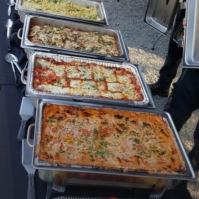 Assorted catering trays.