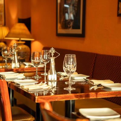 Fully set dining tables.