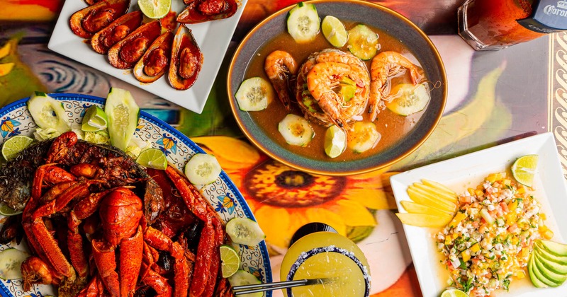 Assortment of dishes, top view