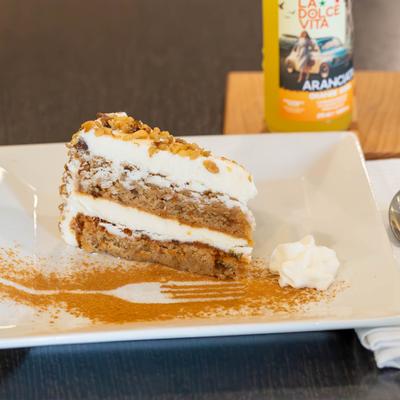 A served cake piece.