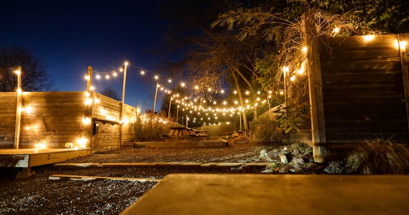 Exterior, night lights