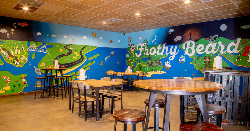 Interior, tables and chairs ready for guests