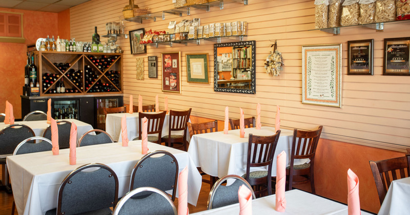 Interior, tables ready for guests