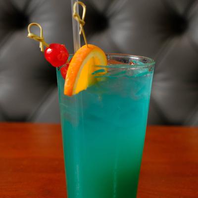 A glass of rum punch.