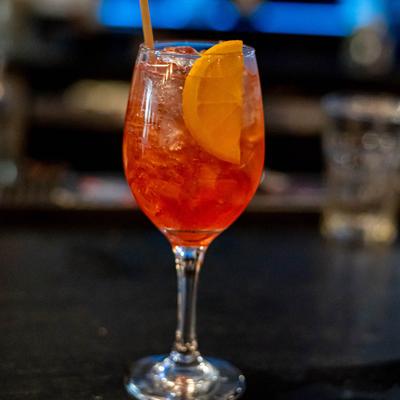 Rose Gold cocktail set on a bar counter.