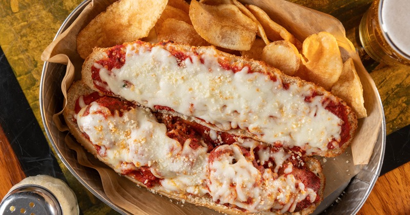 A served meatball sub