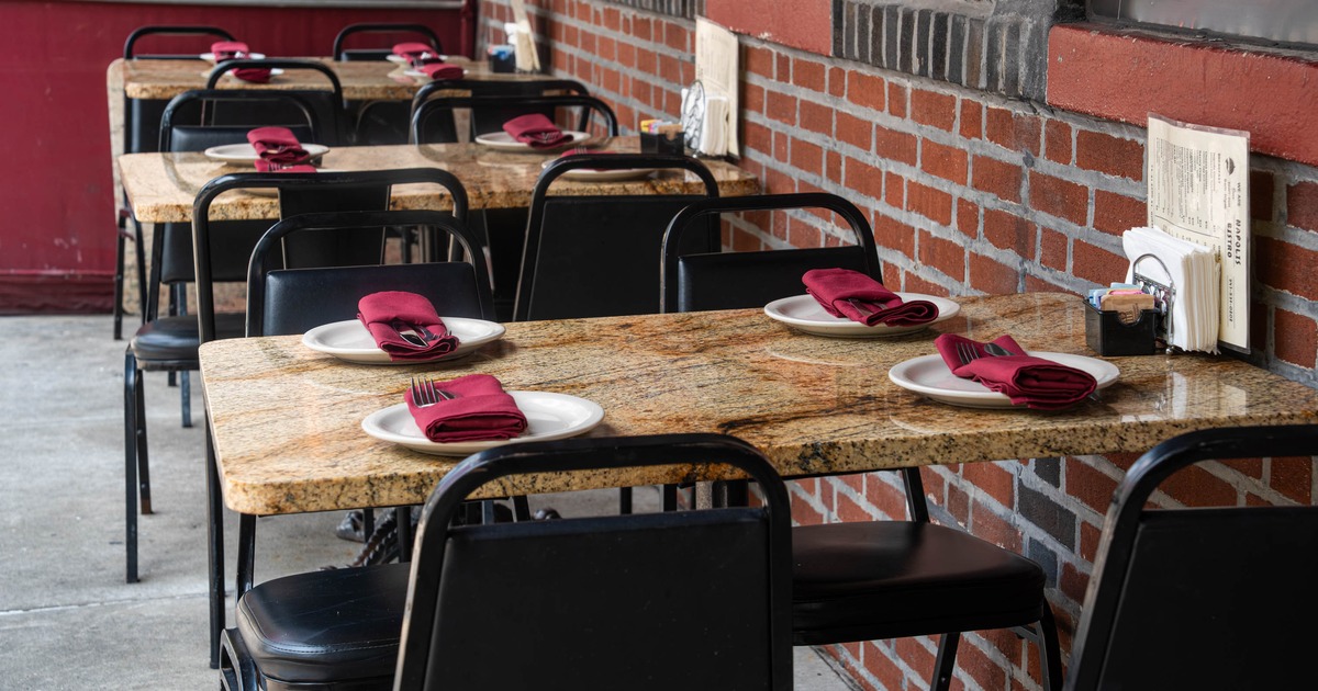 Interior, set tables ready for guests
