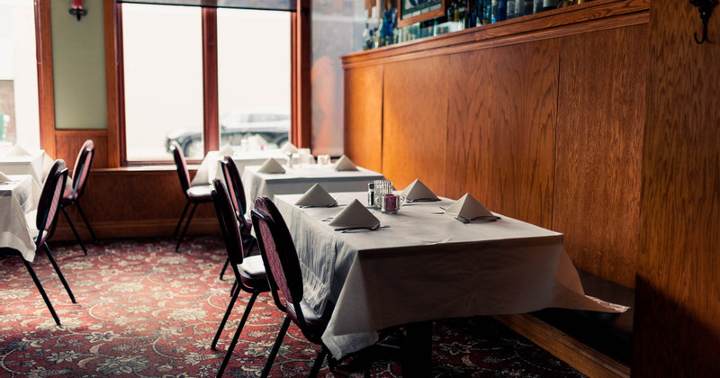 Interior, tables ready for guests