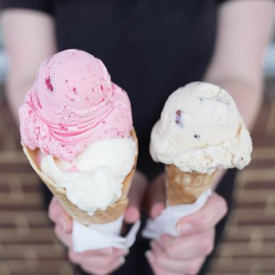Customer holding ice cream.