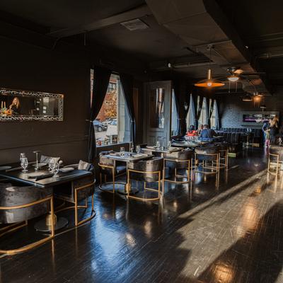 Diner tables by the window.