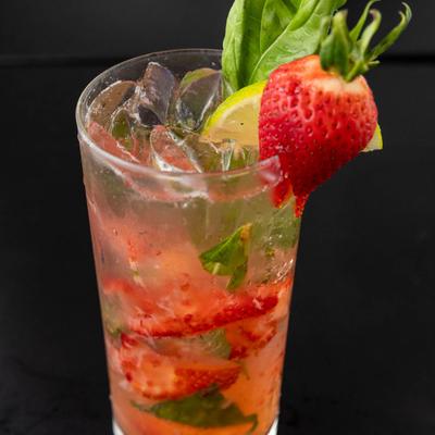 Strawberry Basil Smash Cocktail.