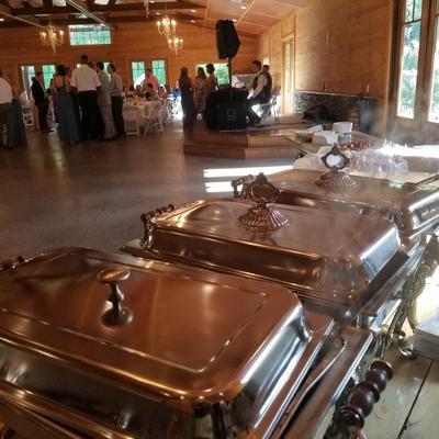 Food in covered trays.