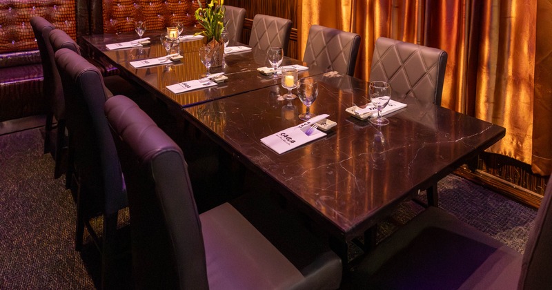 Interior, set tables and chairs