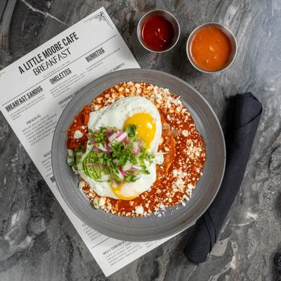 Huevos rancheros, top view.