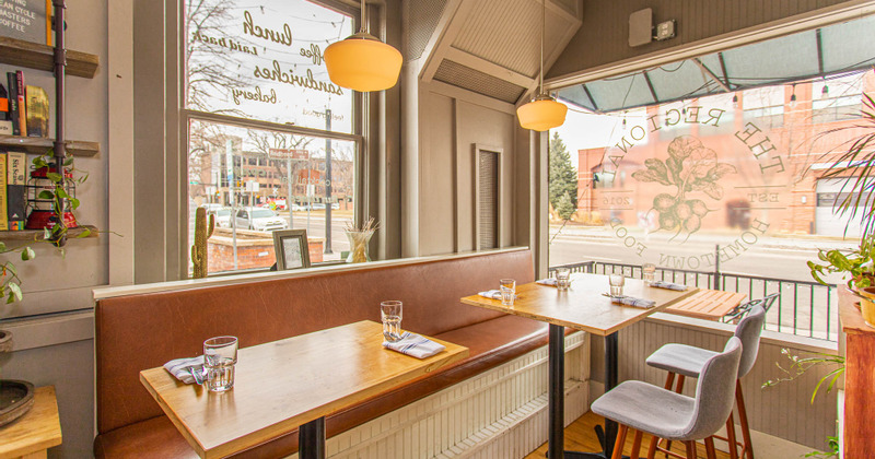 Interior, tables near the windows, cozy atmosphere